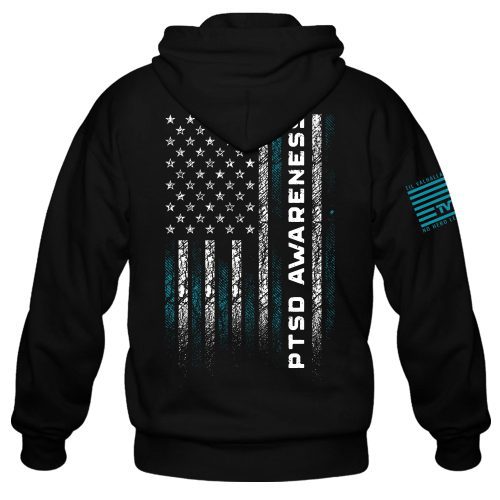 PTSD Awareness Flag Hoodie Mens Back Mock