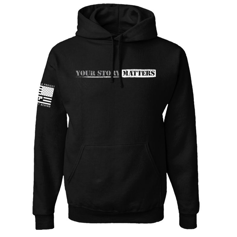 Your Story Matters Black Hoodie Mens Front Mock